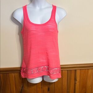 Women's Pink Sleeveless Top with Lace Detail  Size 11 - 13 Juniors